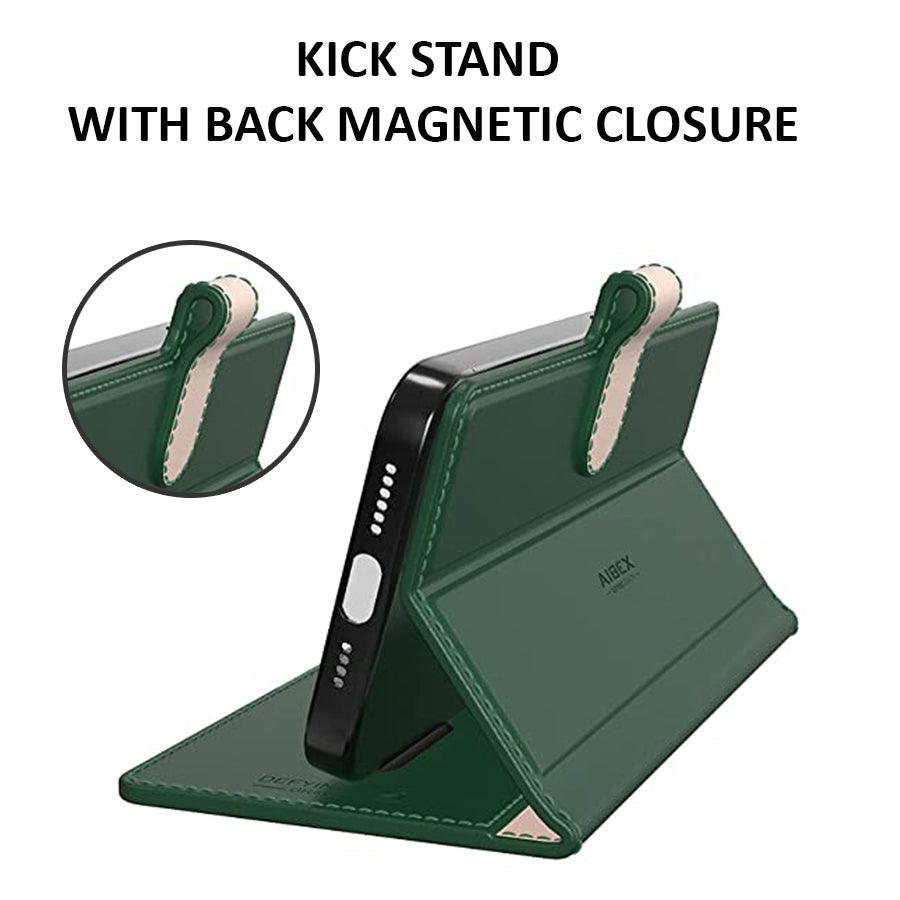 Vivo T3x 5G Aibex PU Leather Flip Cover Foldable Stand & Pocket Magnetic Closure - Aibex